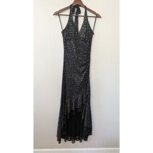 Vtg Taboo Y2K Fairy Grunge Maxi Dress Whimsigoth Asymmetric Black Glitter Small